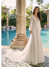 Beaded Long Sleeves Ivory Lace Chiffon Exclusive Wedding Dress